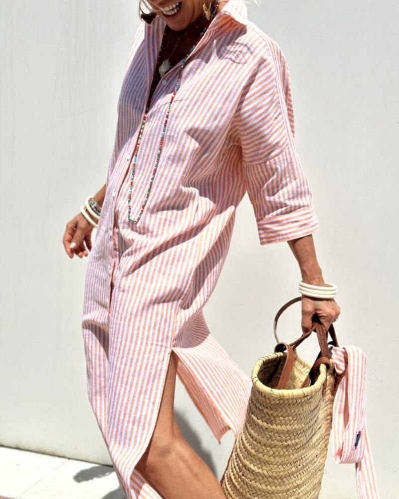 Jasmin | Women's Timeless Striped Summer Shirt Dress