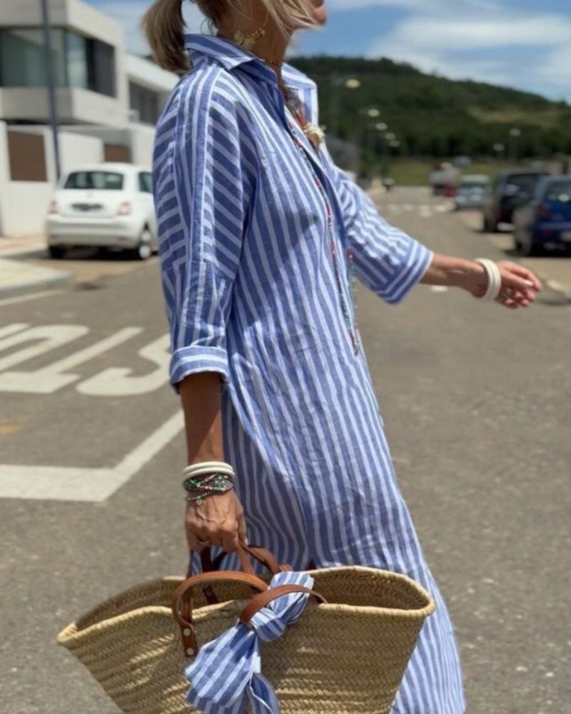 Jasmin | Women's Timeless Striped Summer Shirt Dress
