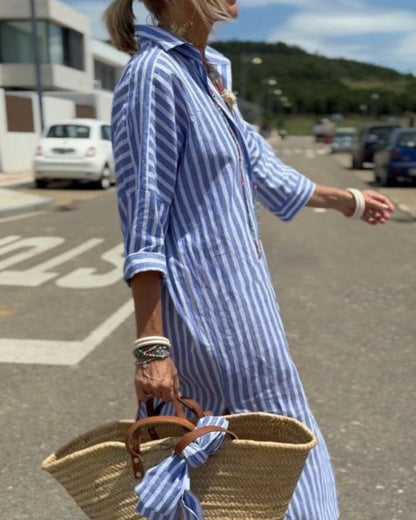 Jasmin | Women's Timeless Striped Summer Shirt Dress