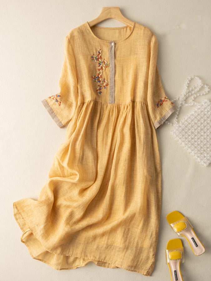 Victoria | Women's Besticktes Ethno Midi Dress