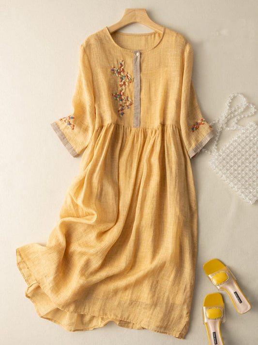 Victoria | Women's Besticktes Ethno Midi Dress
