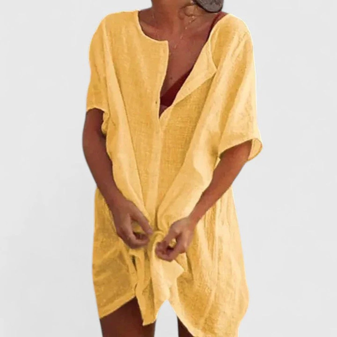 Sabina | Women's Relaxed Button Placket Shorts Beach Wrap Dress