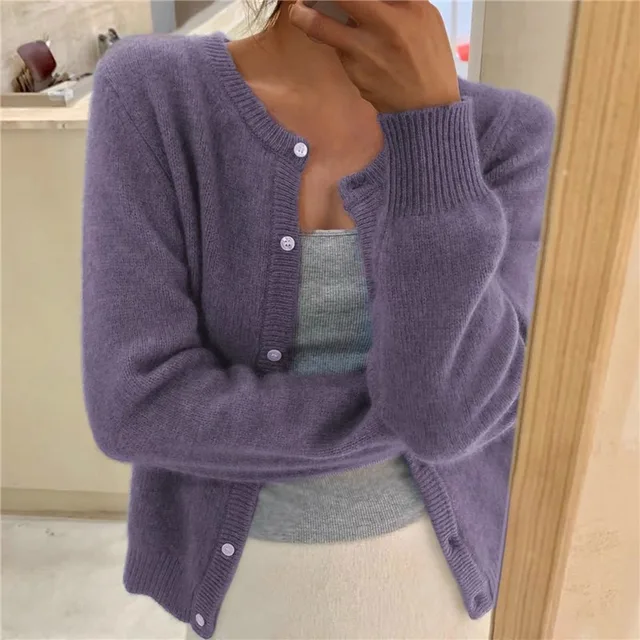 Elke | Women's Knit Cardigan with Round Neck and Long Sleeves