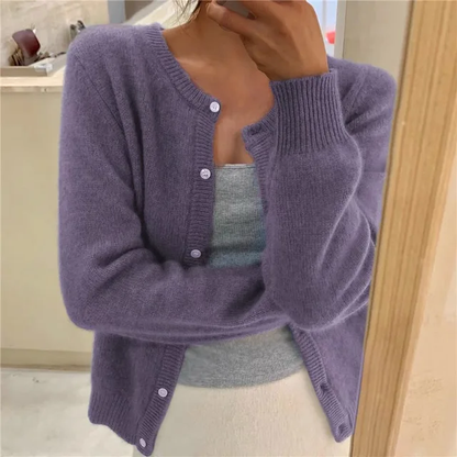 Elke | Women's Knit Cardigan with Round Neck and Long Sleeves