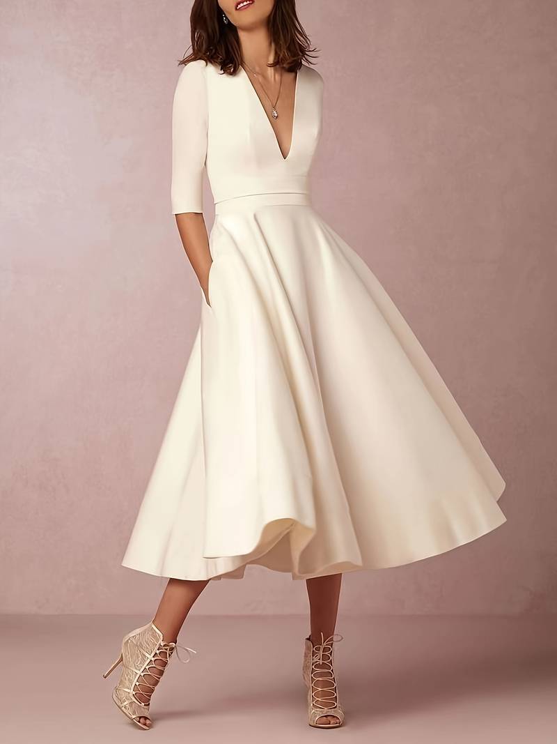 Katharina | Women's Bell-Shaped Midi Dress for Wedding Guests