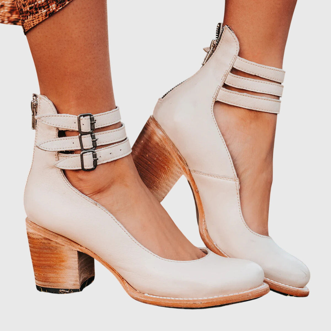 Helene | Women's Buckle Strap Block Heel Boots