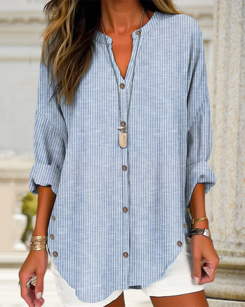 Lena | Women's Breathable Relaxed Striped Summer Blouse