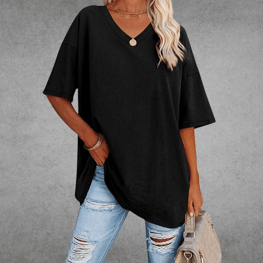 Frankie | Women's V-Neck Relaxed Summer T-Shirt