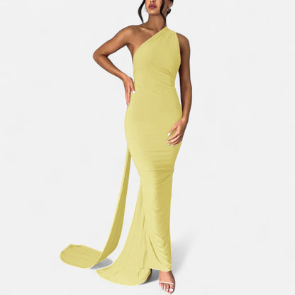 Lara | Women's Maxi Dress with One-Shoulder-Halter Neck
