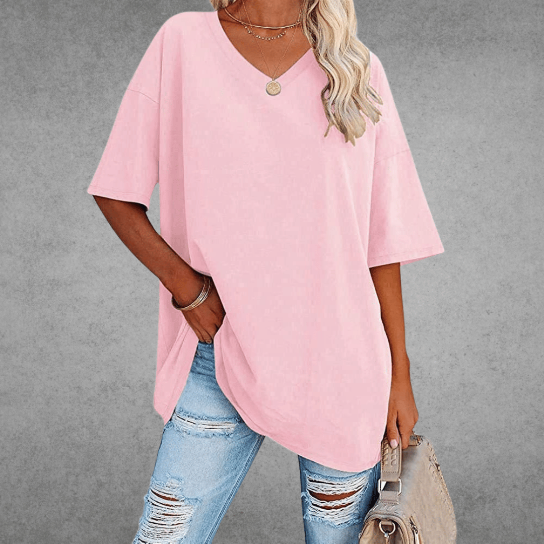 Frankie | Women's V-Neck Relaxed Summer T-Shirt