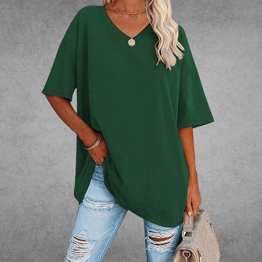 Frankie | Women's V-Neck Relaxed Summer T-Shirt