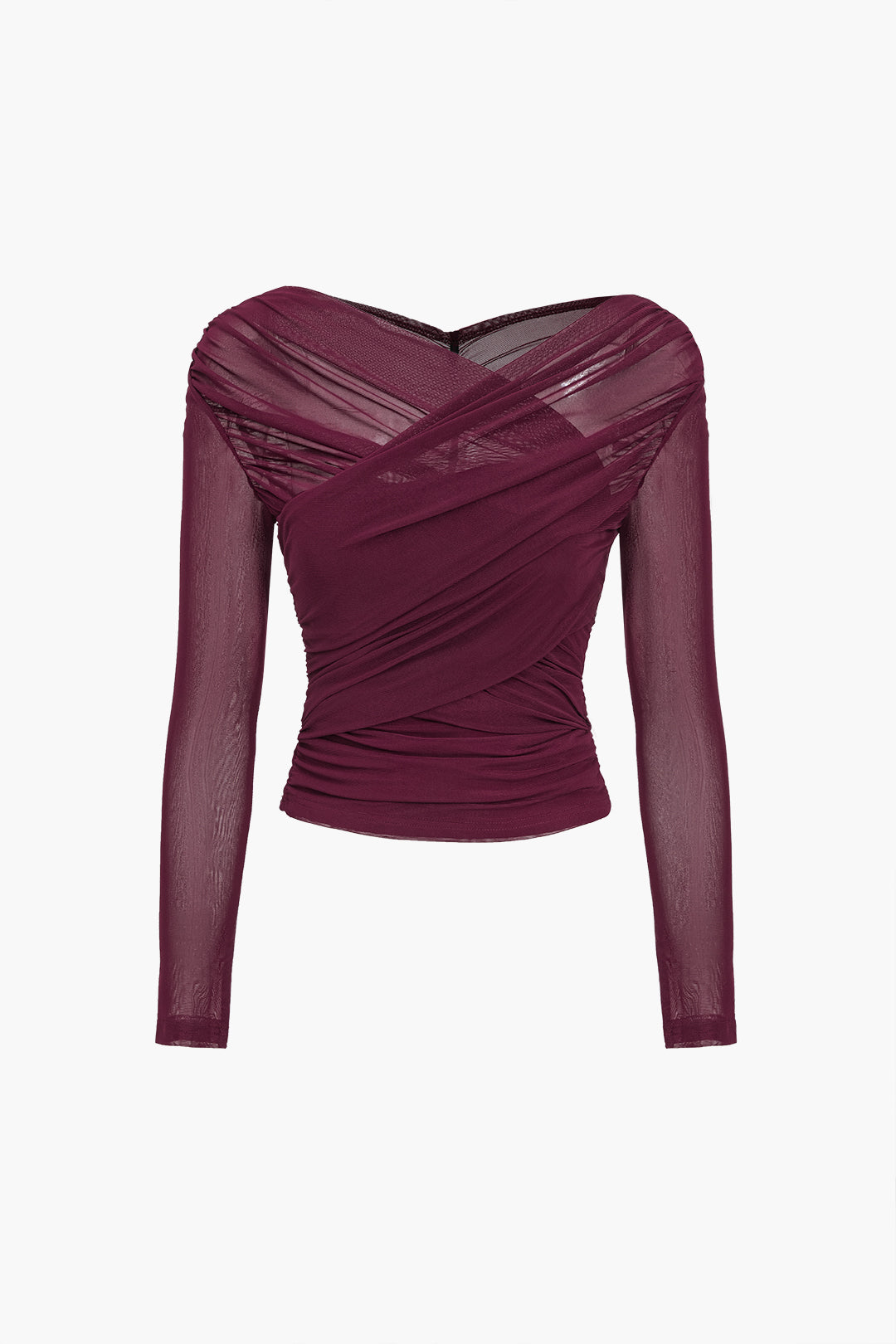 Suzanne | Women's Mesh-Top with Rüschen and langen Ärmeln