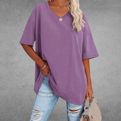 Frankie | Women's V-Neck Relaxed Summer T-Shirt