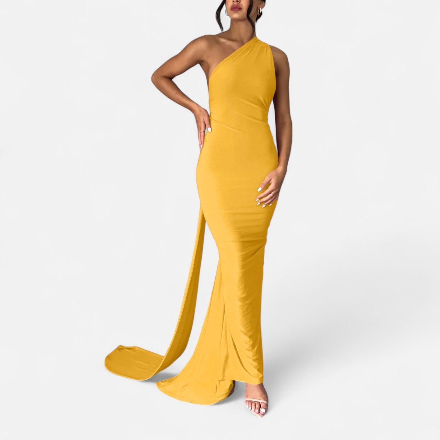 Lara | Women's Maxi Dress with One-Shoulder-Halter Neck