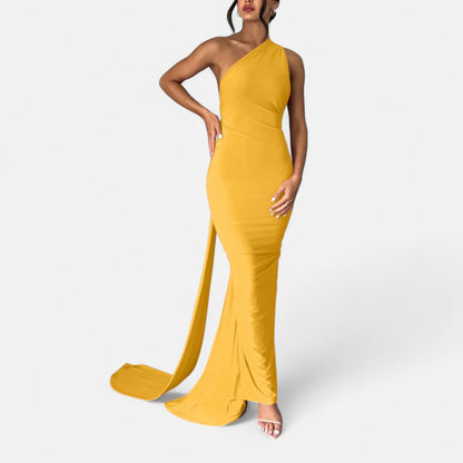Lara | Women's Maxi Dress with One-Shoulder-Halter Neck