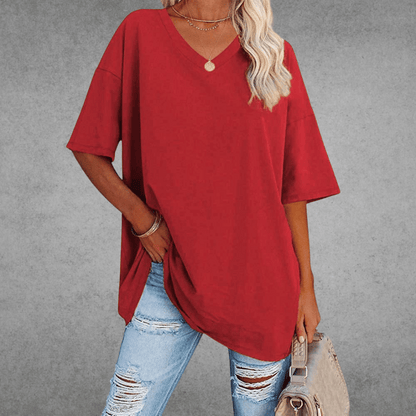 Frankie | Women's V-Neck Relaxed Summer T-Shirt