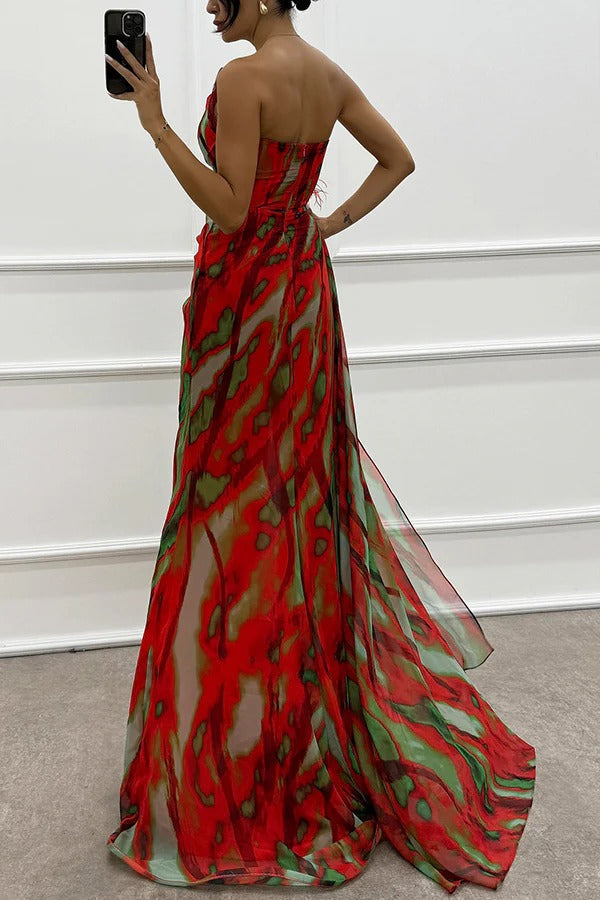 Sabine | Women's Off-Shoulder Evening Dress with High Slit in Maxi Length