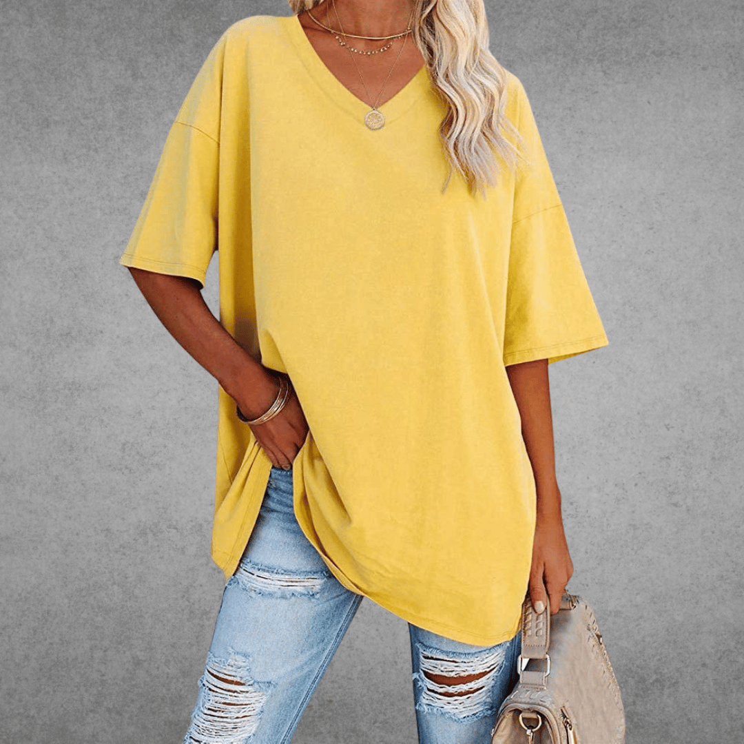 Frankie | Women's V-Neck Relaxed Summer T-Shirt