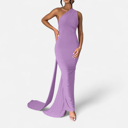 Lara | Women's Maxi Dress with One-Shoulder-Halter Neck