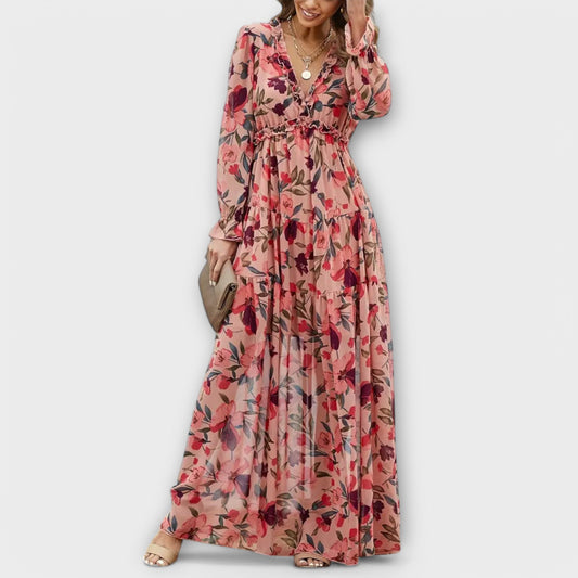 Leonia | Women's Maxi V-Neck Floral Dress