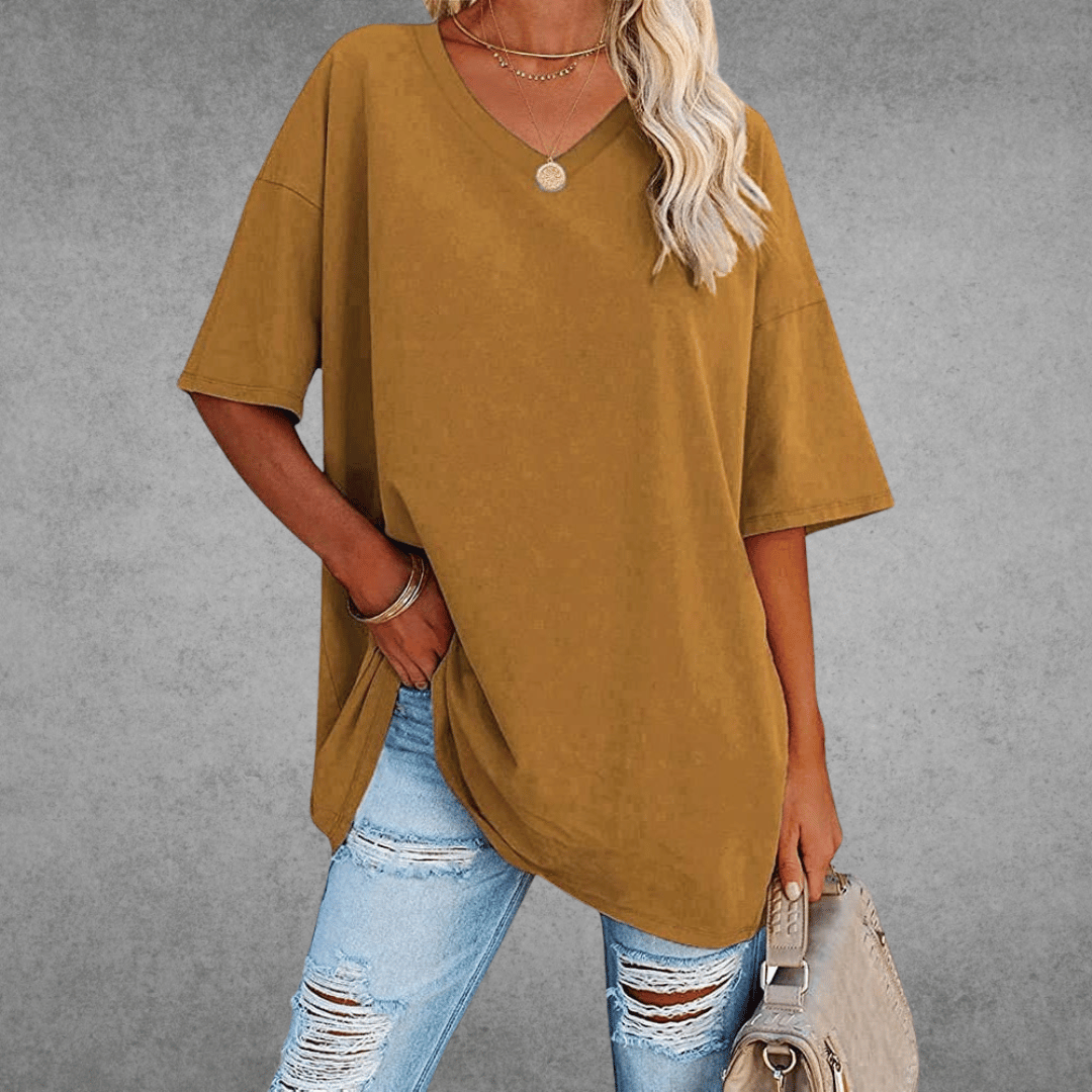 Frankie | Women's V-Neck Relaxed Summer T-Shirt