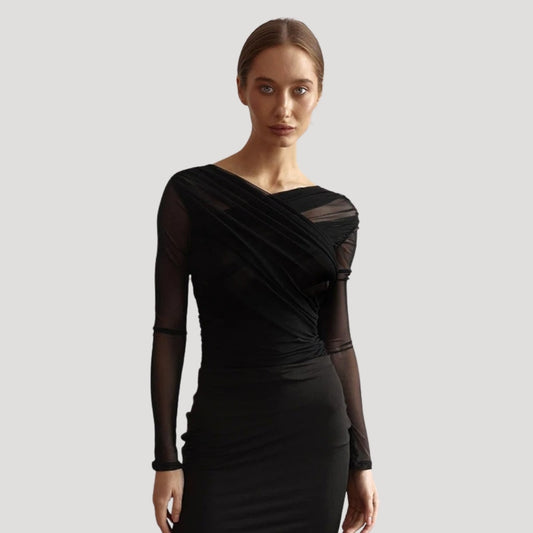 Sabina | Women's Spring Transparentes Wickel-Oberteil with Langarm