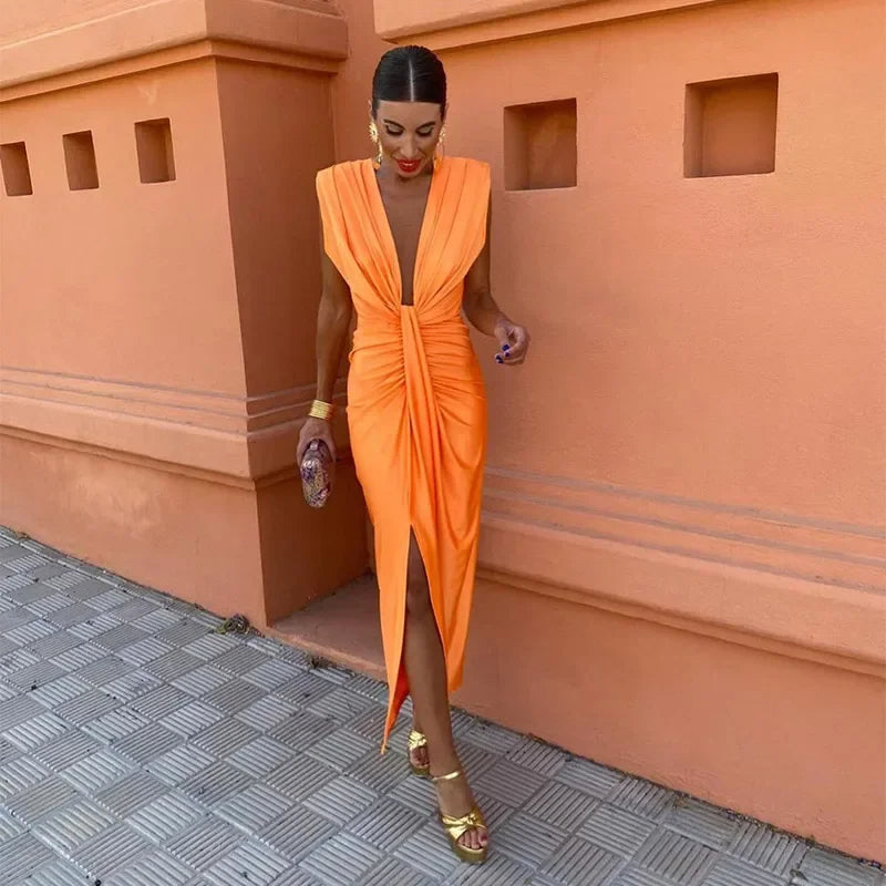 Eva | Women's Dress for Wedding Guests with Ruched V-Neck