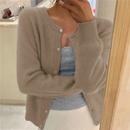 Elke | Women's Knit Cardigan with Round Neck and Long Sleeves