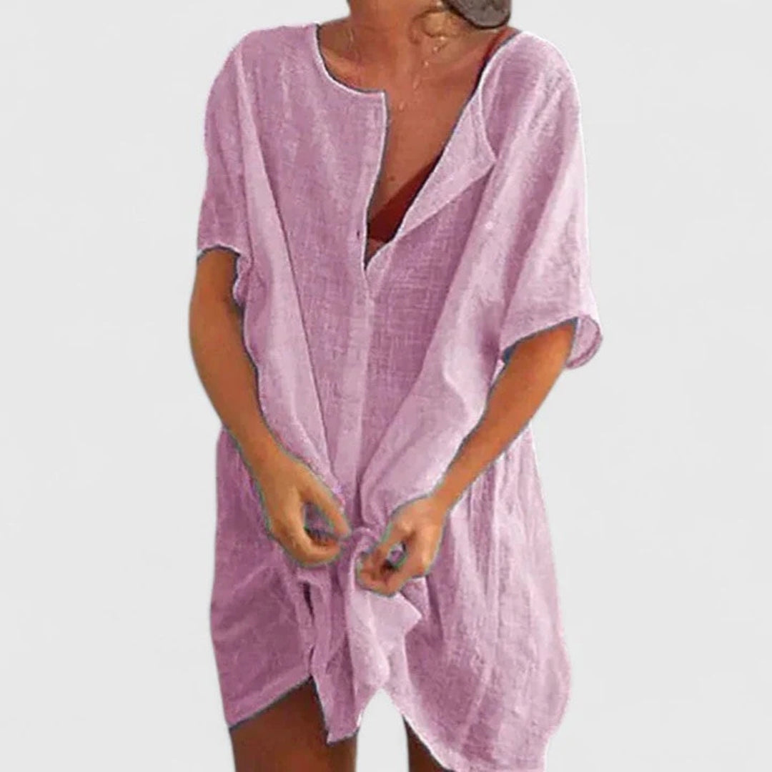 Sabina | Women's Relaxed Button Placket Shorts Beach Wrap Dress