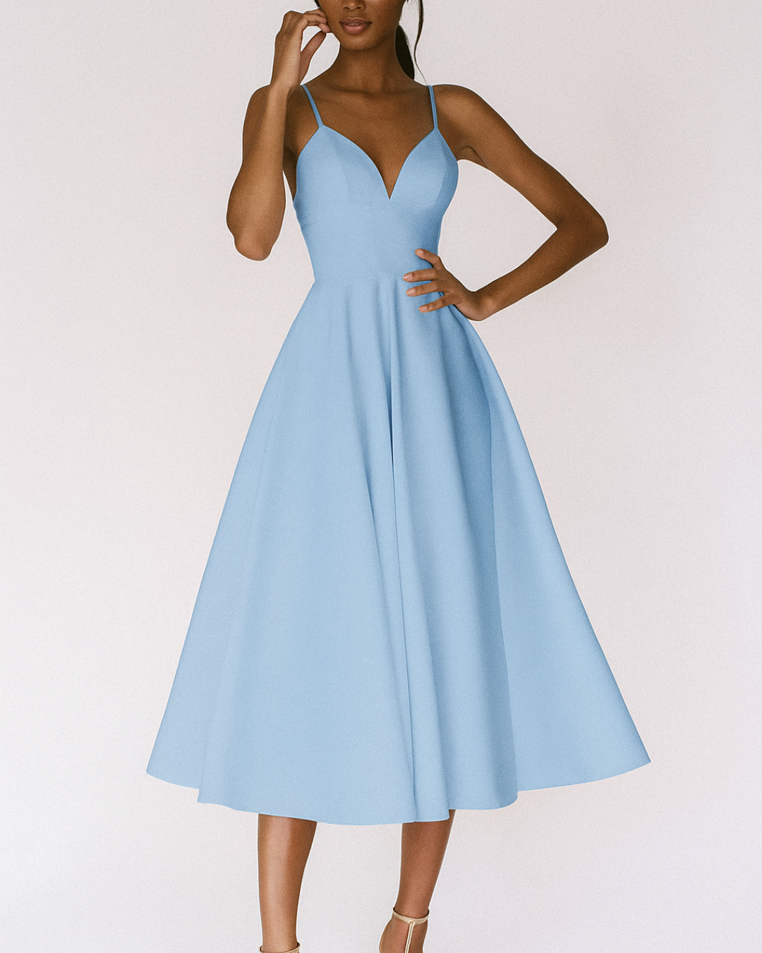 Lena | Women's Strap Midi Dress for Wedding Guests