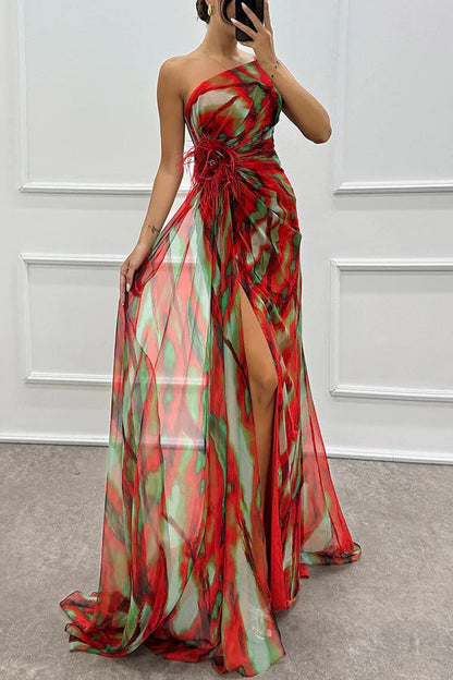 Sabine | Women's Off-Shoulder Evening Dress with High Slit in Maxi Length