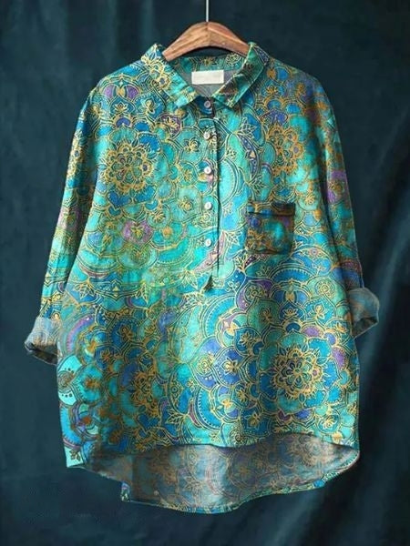 Paulette | Floral blouse with romantic drape and feminine everyday elegance