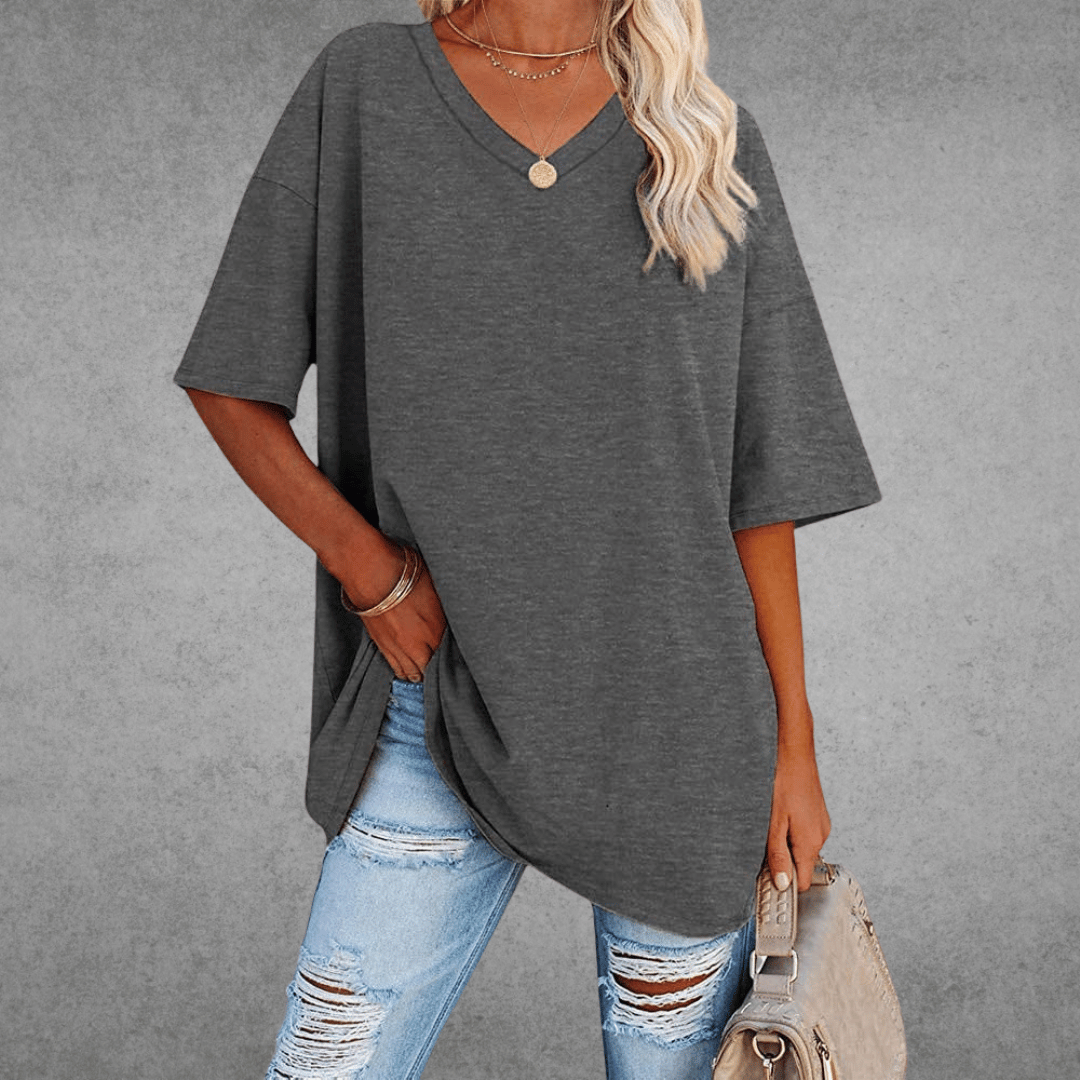 Frankie | Women's V-Neck Relaxed Summer T-Shirt