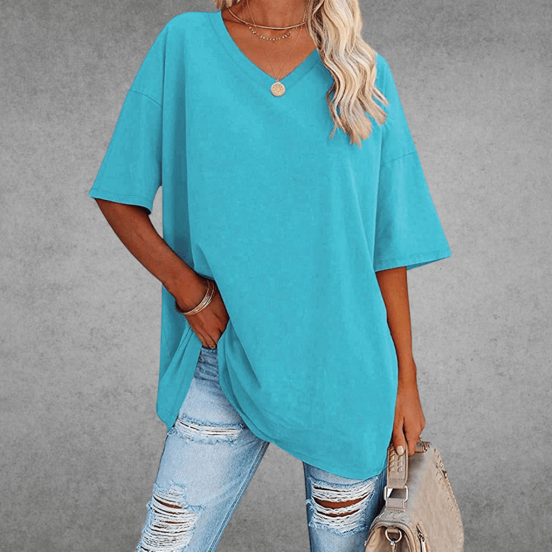 Frankie | Women's V-Neck Relaxed Summer T-Shirt
