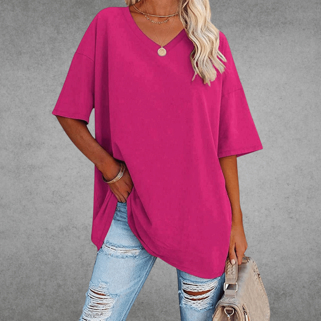 Frankie | Women's V-Neck Relaxed Summer T-Shirt