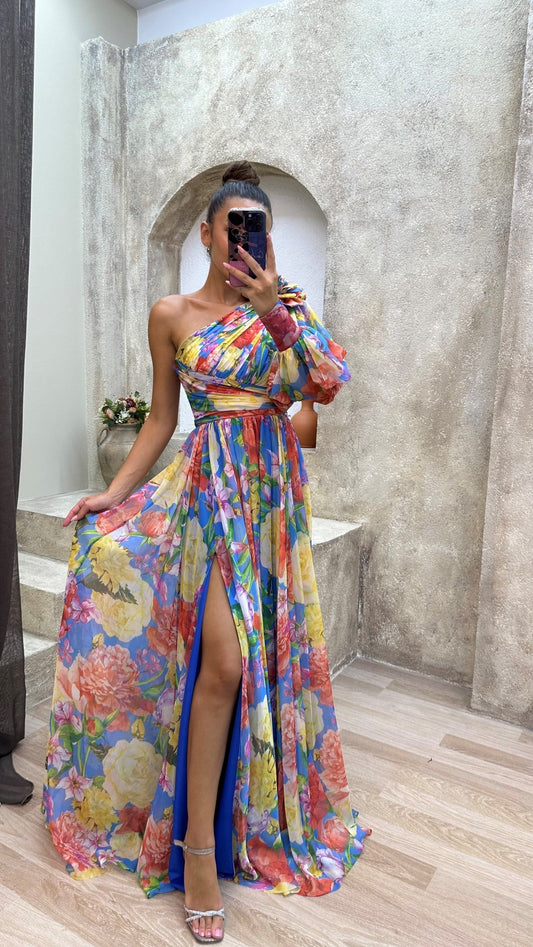 Kathrin | Women's Floral One-Shoulder-Dress for Wedding Guests
