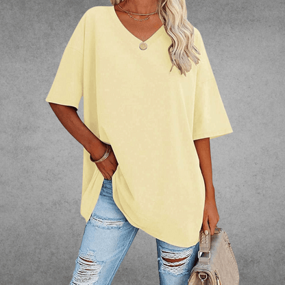 Frankie | Women's V-Neck Relaxed Summer T-Shirt