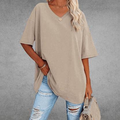 Frankie | Women's V-Neck Relaxed Summer T-Shirt