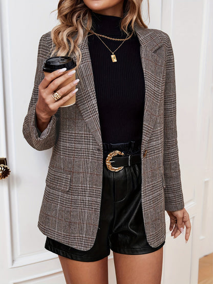 Elfriede | Women's Plaid Casual-Blazer with Long Sleeves