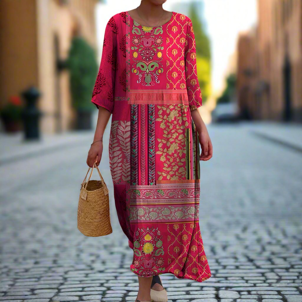 Carolin | Women's Maxi Dress with Ethno-Boho-Pattern