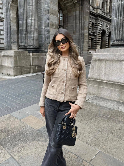 Yvonne | Women's Elegant Tweed-Jacket with Button Placket