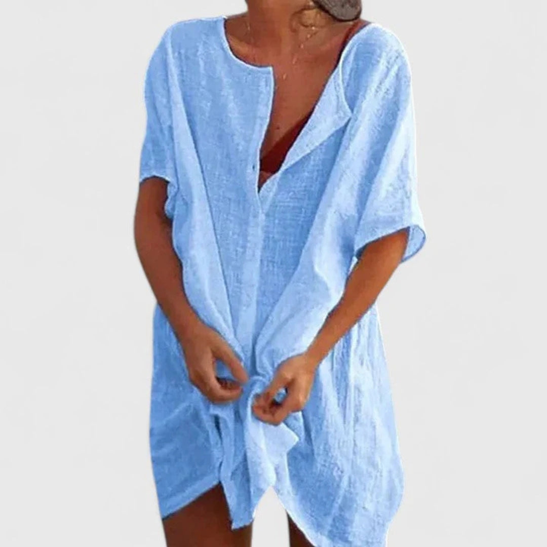 Sabina | Women's Relaxed Button Placket Shorts Beach Wrap Dress