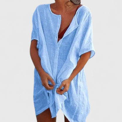 Sabina | Women's Relaxed Button Placket Shorts Beach Wrap Dress