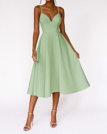 Lena | Women's Strap Midi Dress for Wedding Guests