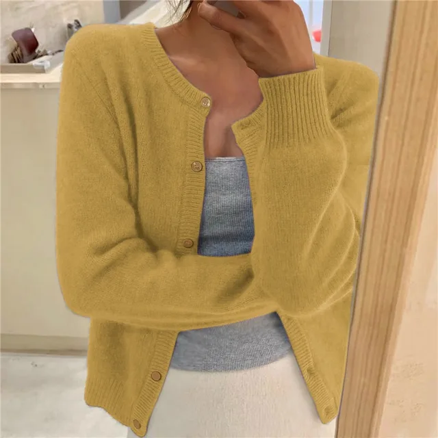 Elke | Women's Knit Cardigan with Round Neck and Long Sleeves