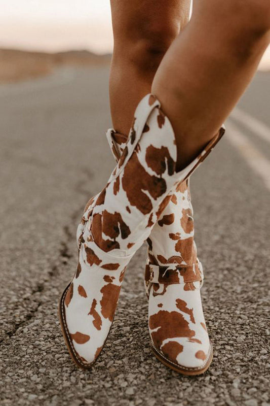 Eva | Women's Trendy Western Boots with Cowhide Pattern