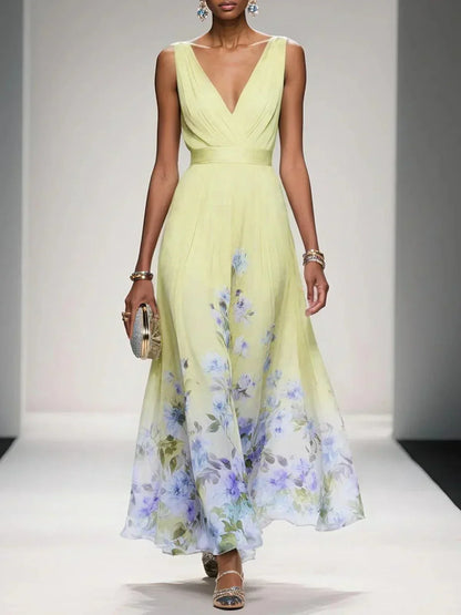 Carolin | Women's Floral Chiffon Summer Maxi Dress