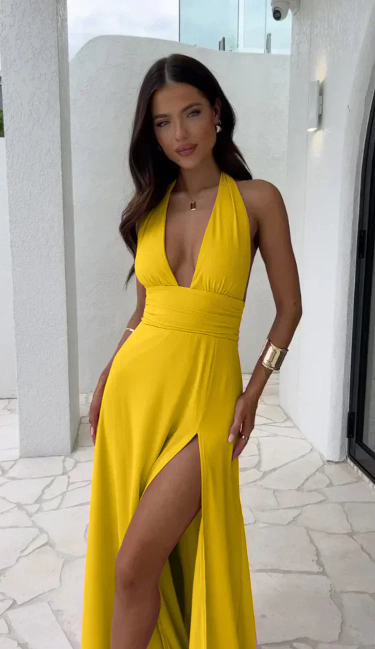 Alexia - Chiffon Maxi V-Neck Women's Dress