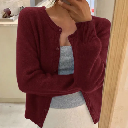 Elke | Women's Knit Cardigan with Round Neck and Long Sleeves