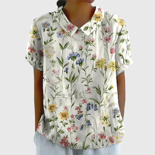 Elke | Women's Floral Collar Kurzarm Blouse
